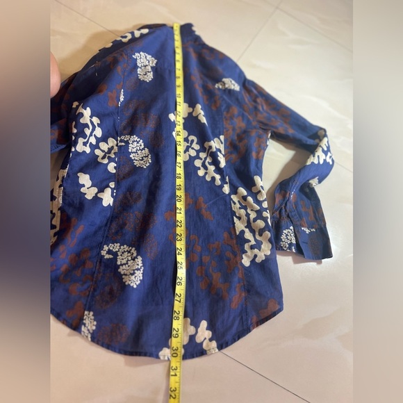 CRAIG TAYLOR BLOUSE Blouse/Shirt  Blue Twiggy Brown and White Pop Art Size M - Picture 16 of 16